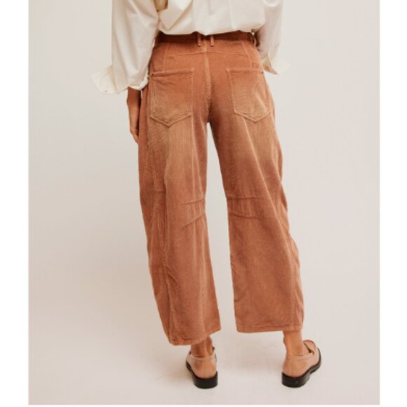 🆕 FREE PEOPLE We The Free Good Luck Cord Barrel Jeans / Emperador - Picture 4 of 5